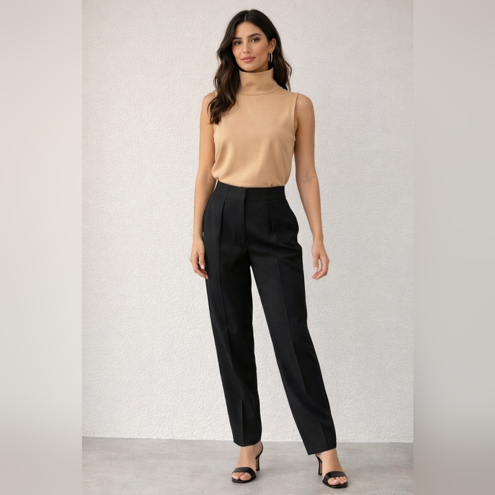Jesse Kamm Sleeveless High Neck Top Open Back Button Detail